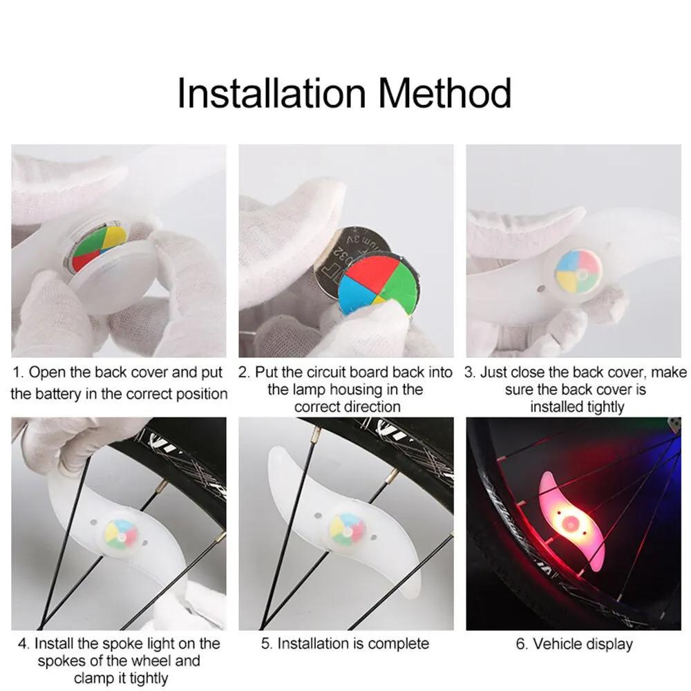 Buntes Fahrradrad Speichenlicht Wasserdichtes MTB Balancefahrrad Licht LED Reifen Reifen Blinklichter Warnung Fahrradlampe