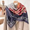 Retro fashion 130CM large square scarf women's beard scarf printed versatile high-end shawl scarf