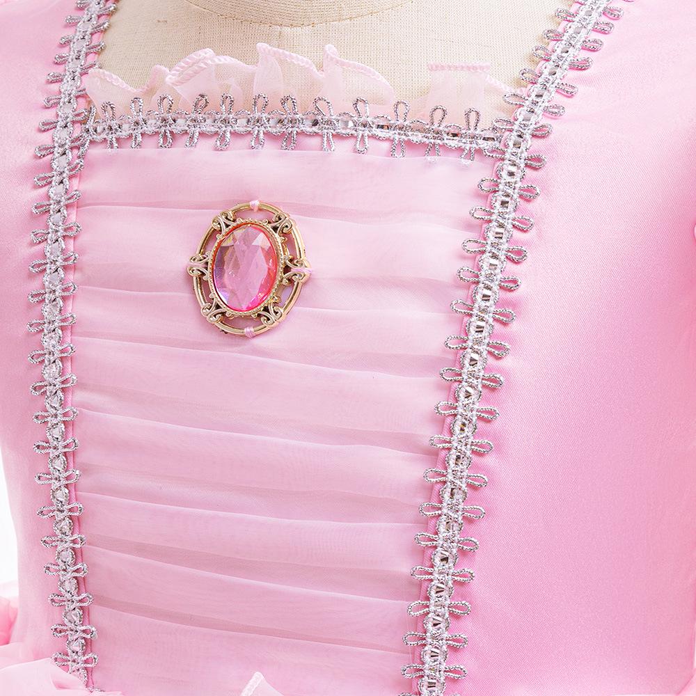 Girls' Cinderella Cosplay Dress - Puff Sleeve Frozen-Style Mesh Dress