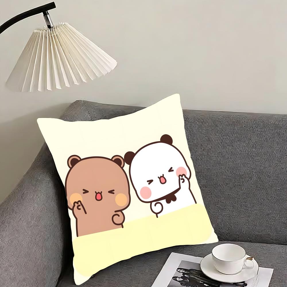 P-Panda Bubu And Dudu Cushion Cover Reversible Plush Pillow Cover – For car, sofa, bedroom, perfect as a gift.