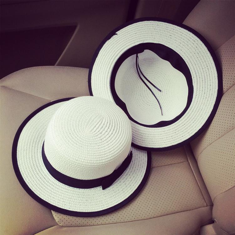 Summer Outdoor Empty Top Hat Solid Color Sun Hat Straw Beach Sun Hat Men