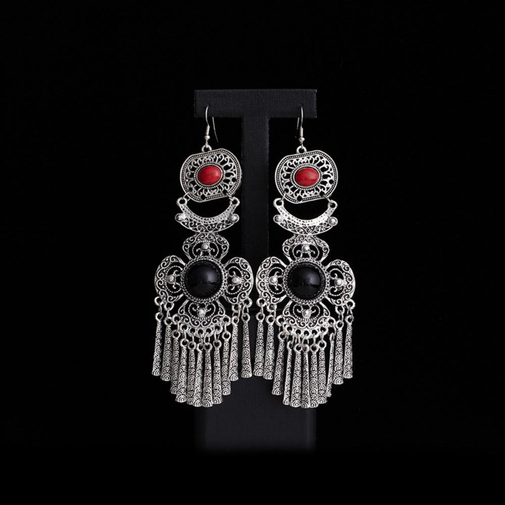 

Thai Style Rhinestone Pearls Ear Drop Luxury Ethnic Style Ear Studs Retro Tassel Earrings Girls