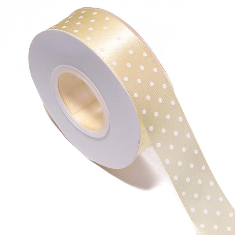 Fadeless Polka Dot Satin Ribbon 25mm 25 Yards Per Lot Reusable DIY Craft Material for Hair Bow Making Wedding Decor