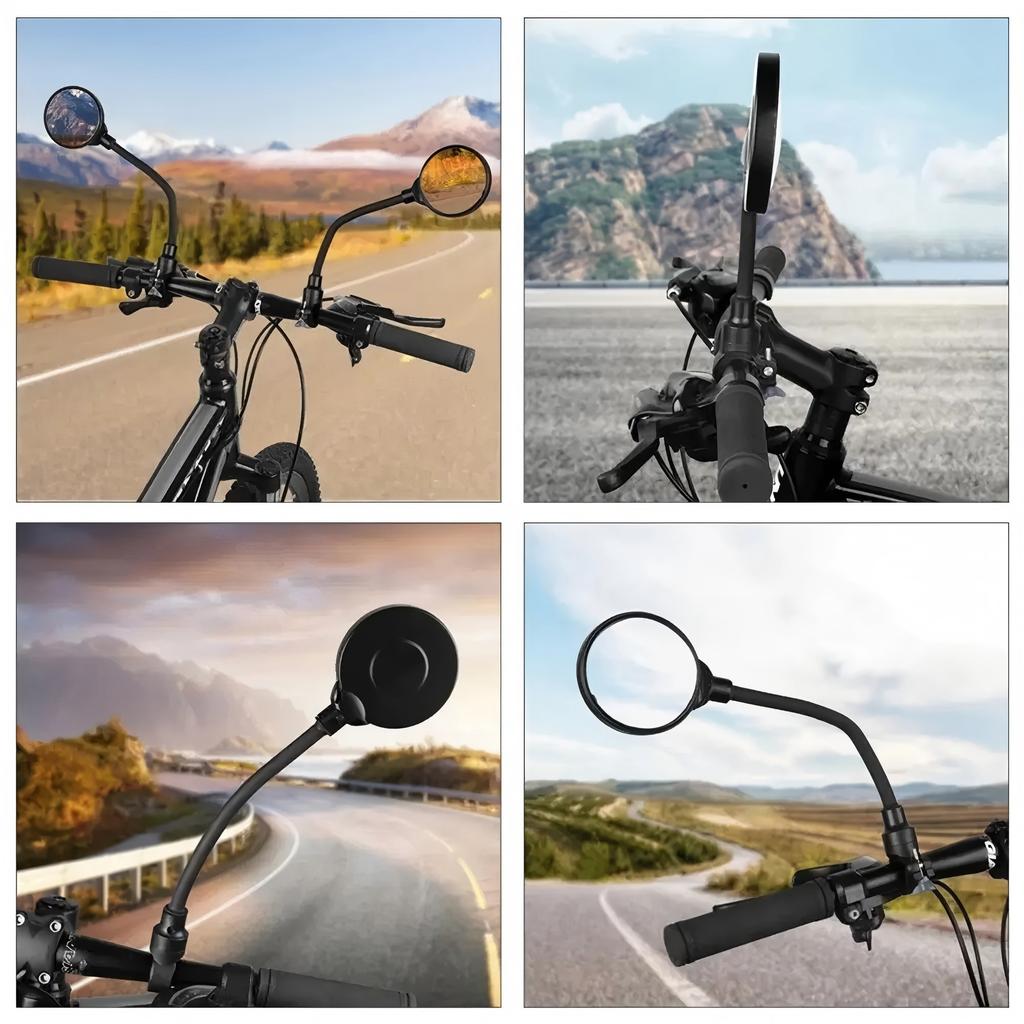 Bicycle Mirror Bike Handlebar Rearview Mirror Rotatable and Adjustable Wide Angle Rear View Shockproof Convex Mirror Universal