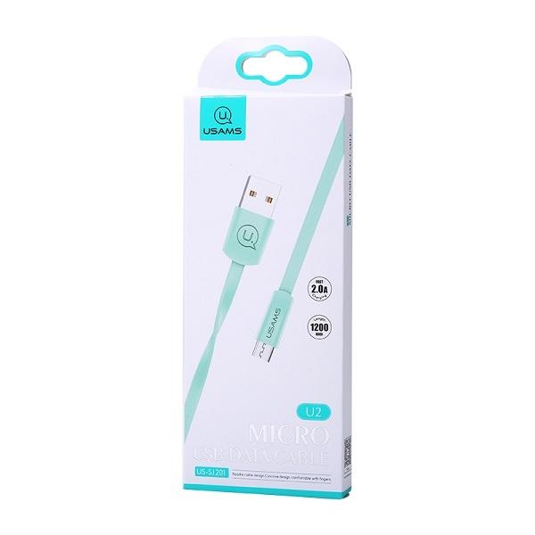 Usams Kabel Płaski U2 Microusb 1,2Mniebieski/Blue Sj201Mic04 (Us-Sj201)