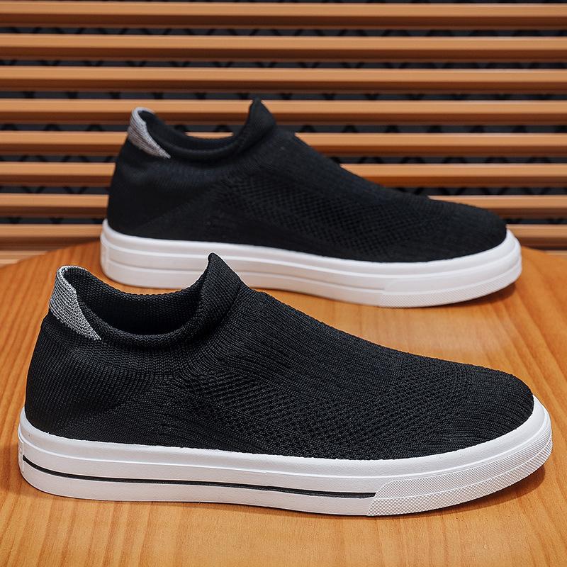 Men's Sneakers Men Spring Casual Breathable Ultralight Slip On Shoes Mesh Sock Mouth Jogging Athletic Ultra Light Board Shoes