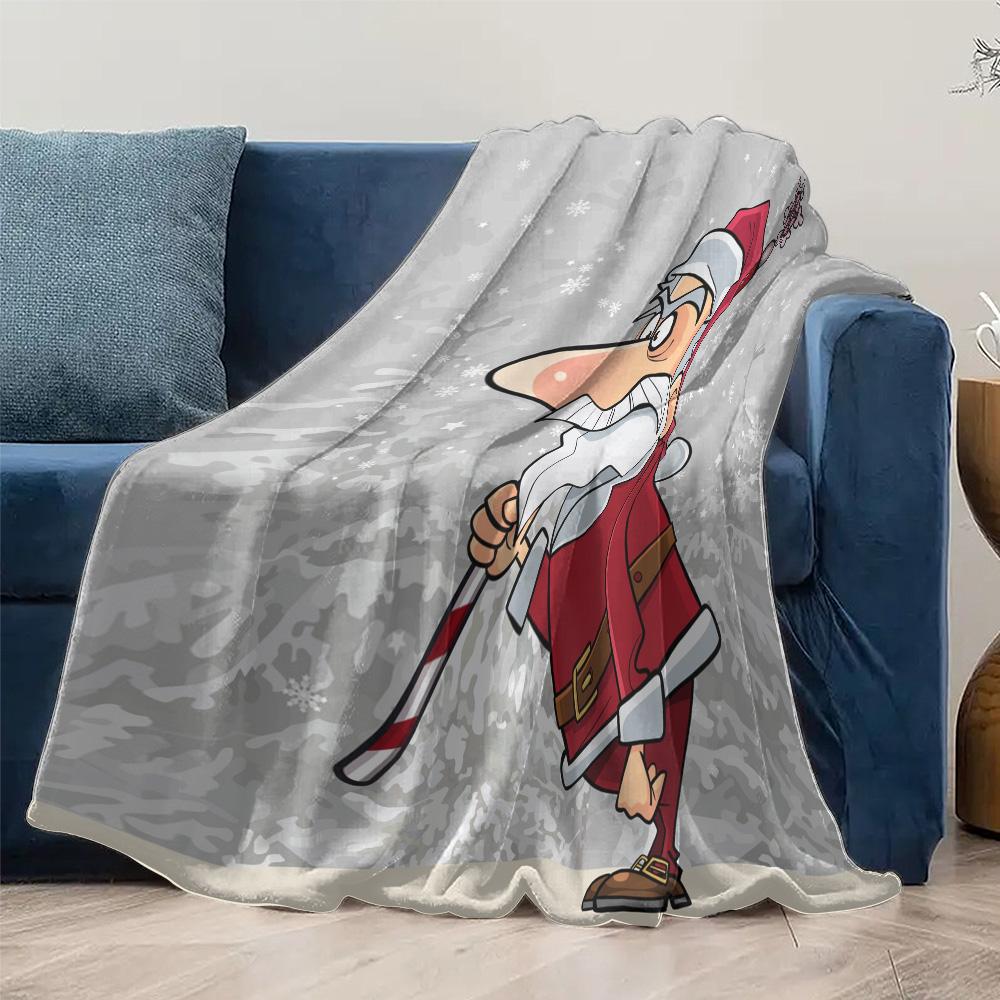TU Santa Claus Throw Blanket Cozy Christmas Flannel Blanket Festive Holiday Decor Gift Reindeer Snowman Winter Warm Bedspread Ho