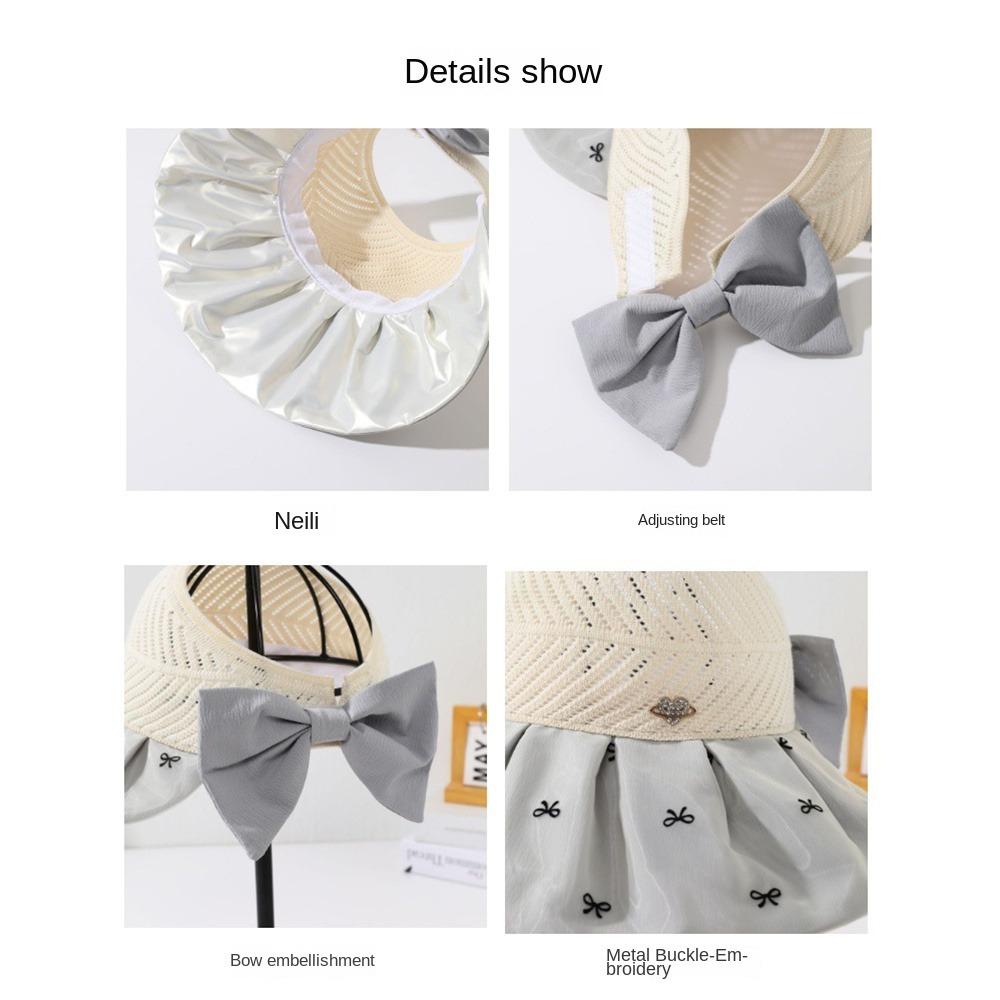 Topless Empty Top Sun Hat Bowknot Female Shell Hat Fashion Foldable Visor Cap  Travel