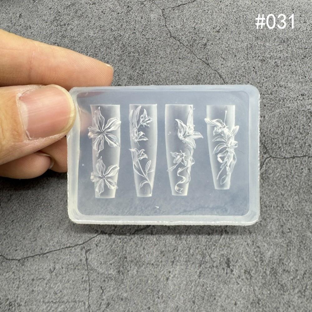 With Box Nailart Mold Transparent Silicone Template New Nail Art Template  Nail Decoration