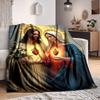 1pc Sacred Hearts Iconography Blanket, Lightweight Flannel Throw For Sofa, Bed, Travel, Camping, Livingroom, Office, Couch, Chair, And Bed,