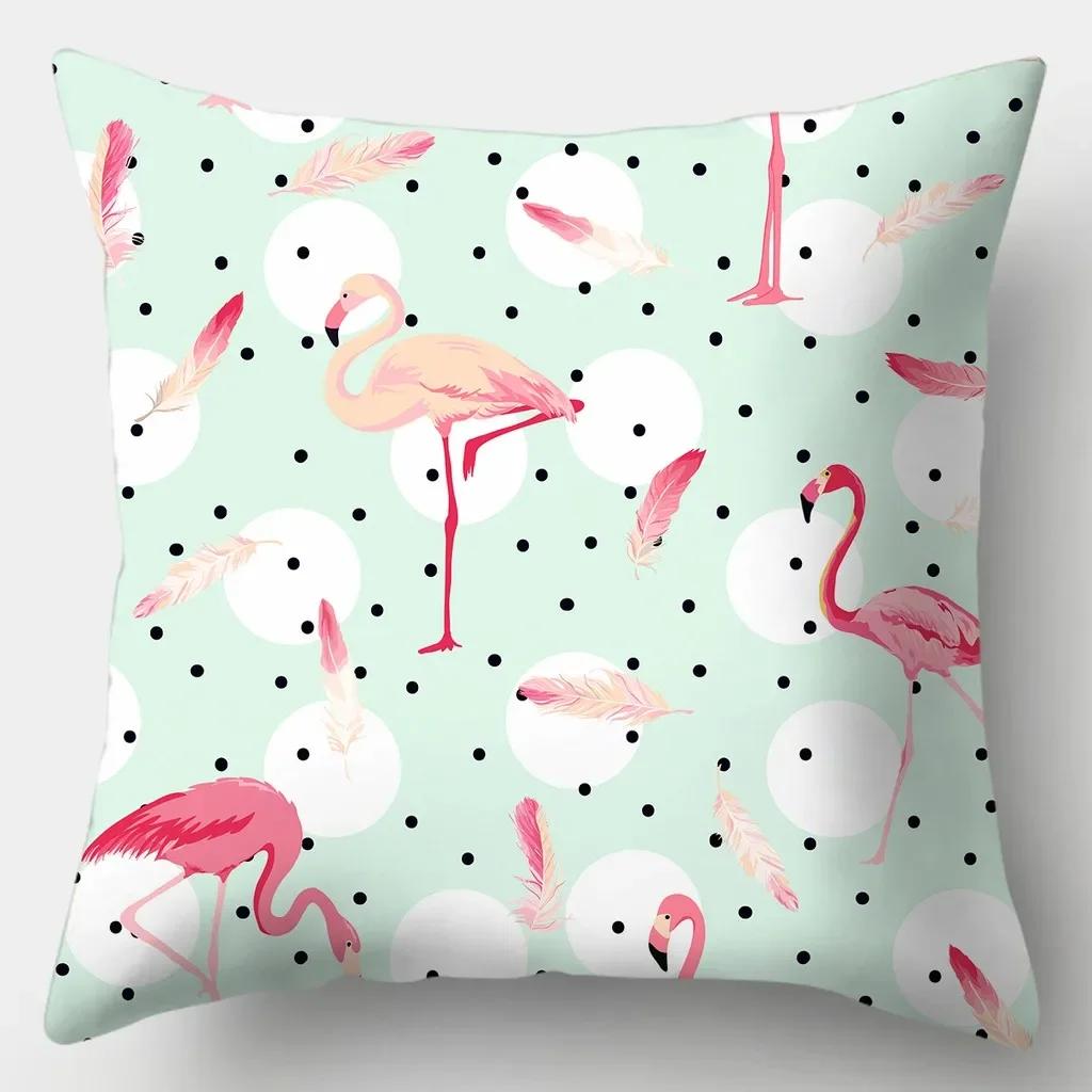 

Tropical Plant Flamingo Print Pattern Square Pillowcase Home Living Room Sofa Decoration Soft Cushion Cover 66x66cm