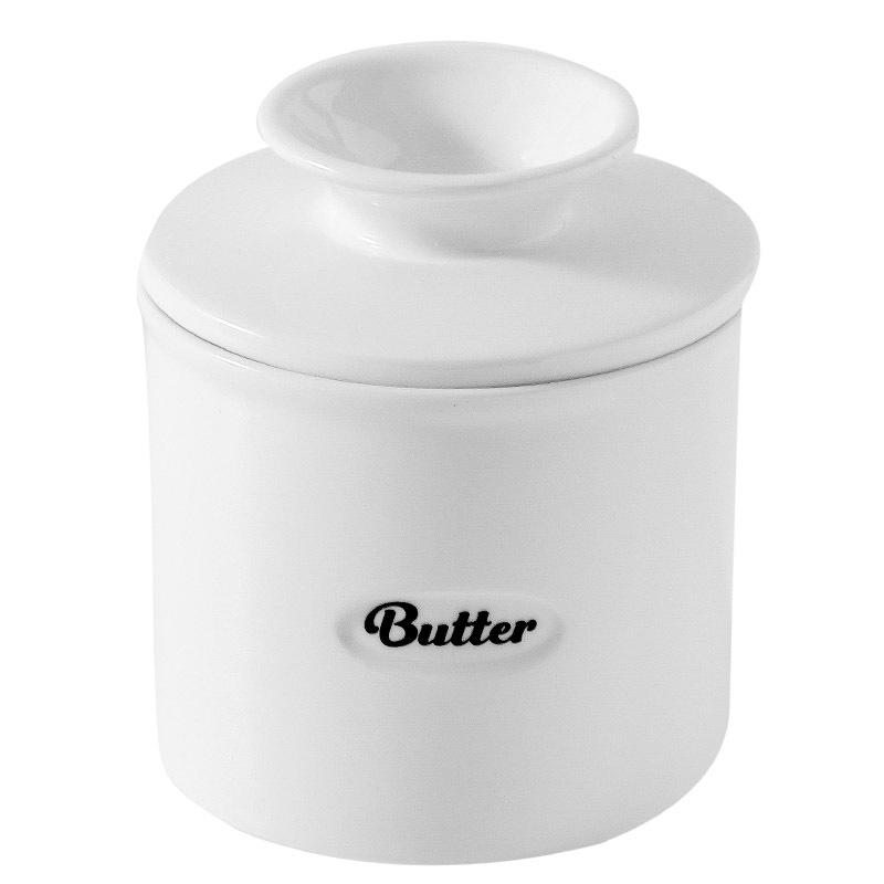 Ceramic Butter Dish with Lid - Airtight Round Cheese and Butter Storage Jar for Kitchen