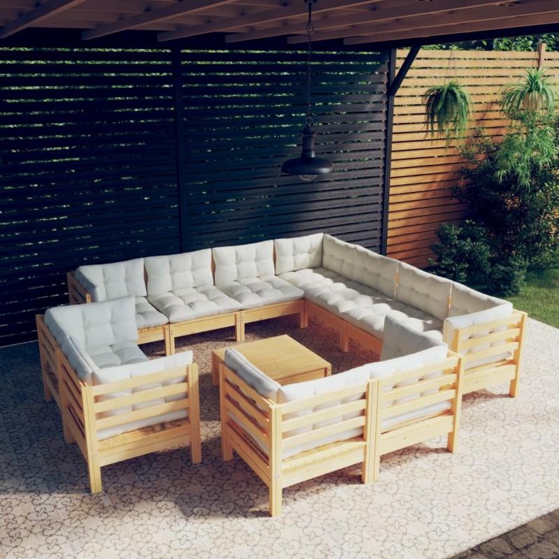 Day and Night - Day and Night Garden Furniture 12 Pieces and Cushions Solid Pine Wood