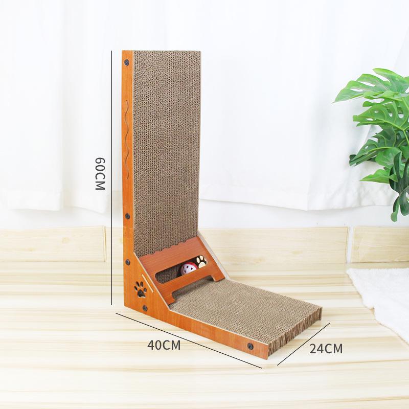 Large L-Shaped Wall-Mounted Cat Scratching Board and Bed Combo