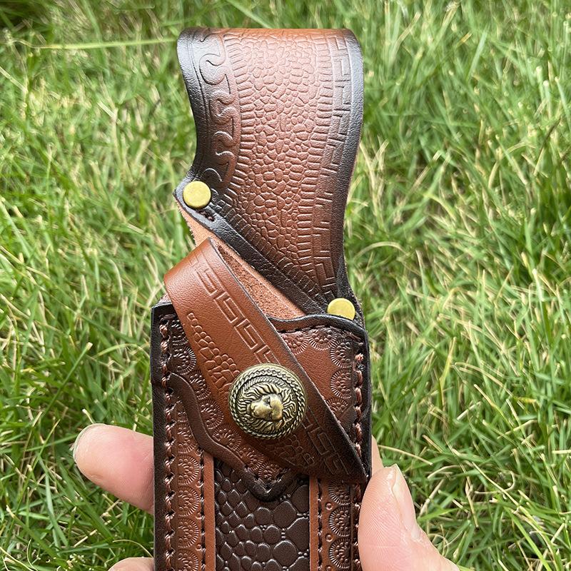 24 cm feststehender Messerhalter mit gerader Klinge, Spaltleder, geprägte Scheide aus Rindsleder, universelle Messerhülle für Jagdmesserholster