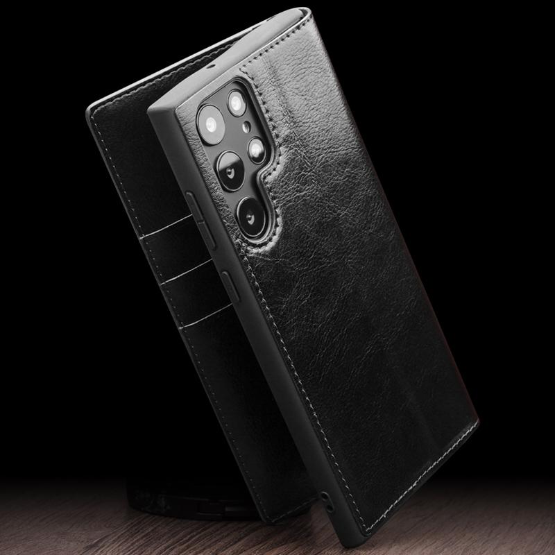 Qialino Genuine Leather Phone Case For Samsung S24 S23 S22 S25+ Plus Ultra Business Style Fashion Luxury With Card Slots Cover