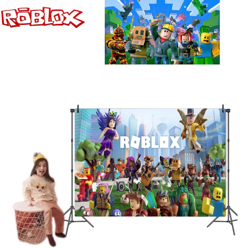 Roblox Boys' Game Birthday Party Decoration Banner 5x3 Ethylene Photography Backdrop Cloth