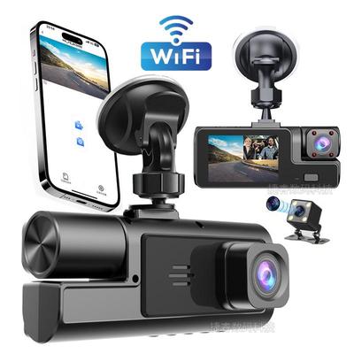 2palcová HD autokamera s trojitým objektivem, WiFi a mobilním připojením – A22 Car Monitor