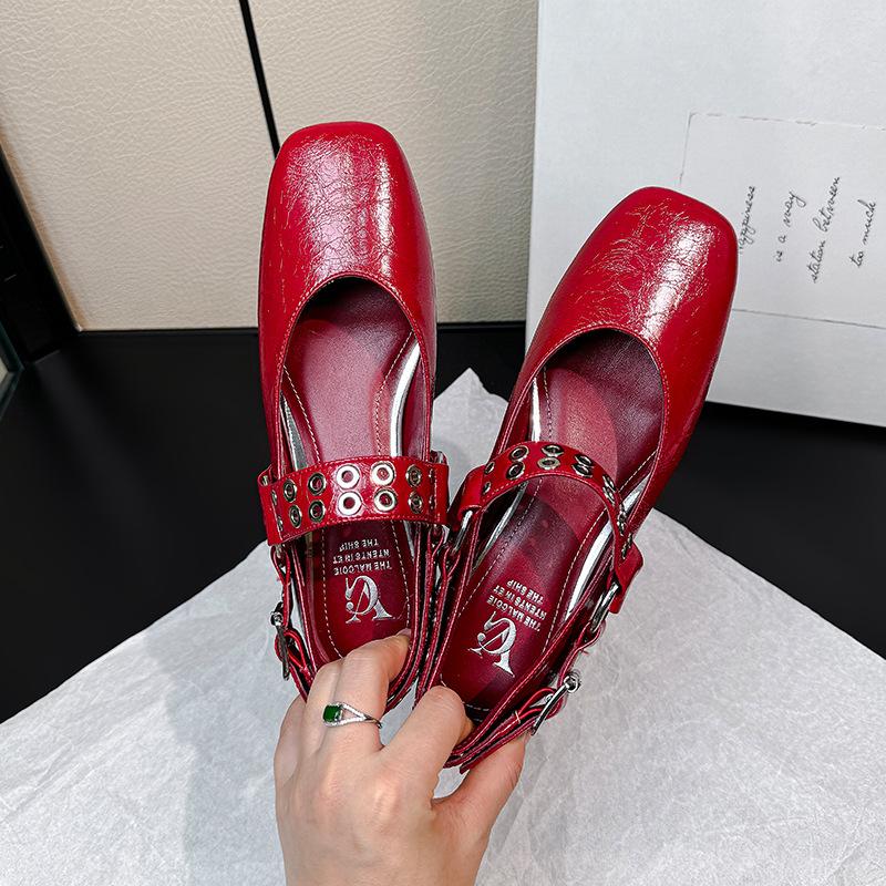 

Версия из овчины, ретро-стиль, туфли Мэри Джейн с мелким вырезом, на плоской подошве, с внутренней высотой, бордовые туфли из маленькой кожи с ремешком и пряжкой на мыске 35 бордовый