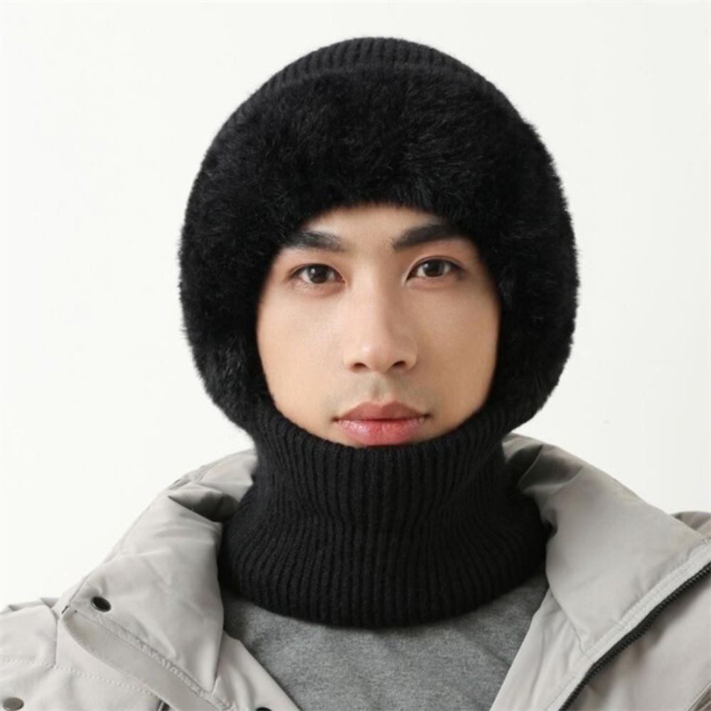 Comfortable Full Cover Style Men Balaclava Hat Windproof Thicken Winter Warm Hat Keep Warm Solid Color Knit Beanie Hat Outdoor
