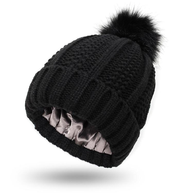 Fashion Solid Color Knitted Hat Pompom Thick Casual Simple Fall Winter All-match