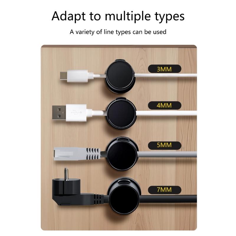 6Pieces 360 Degree Rotating Cord Keeper Magnetic Cable Organiser Adhesive Cable Clip For Desk Cable Cord Management