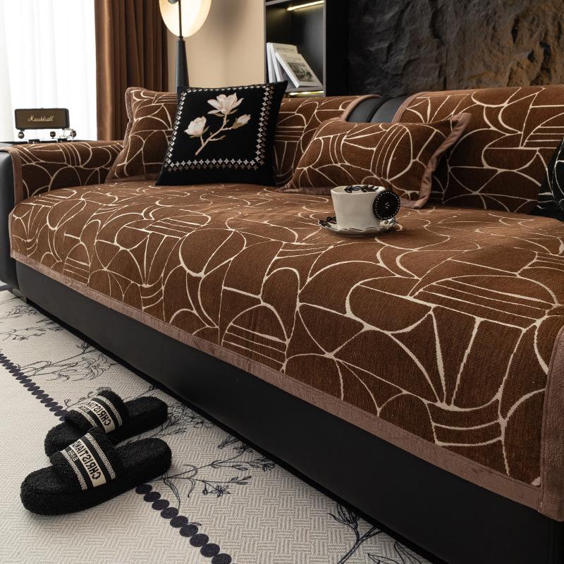 Chenier Sofa Cushion Is Universal In All Seasons  New Straight-Breasted Leather Seat Cushion Light Luxury High-End Non-Slip Cover Cloth