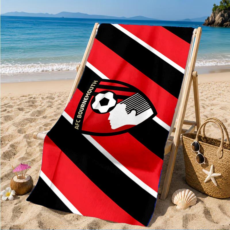 Soccer Ball Afc Crest Printed Microfiber Beach Towel, Soft And Absorbent, Quick-Dry, Ideal for Summer Travel, Beach Essential, Swimming Pool