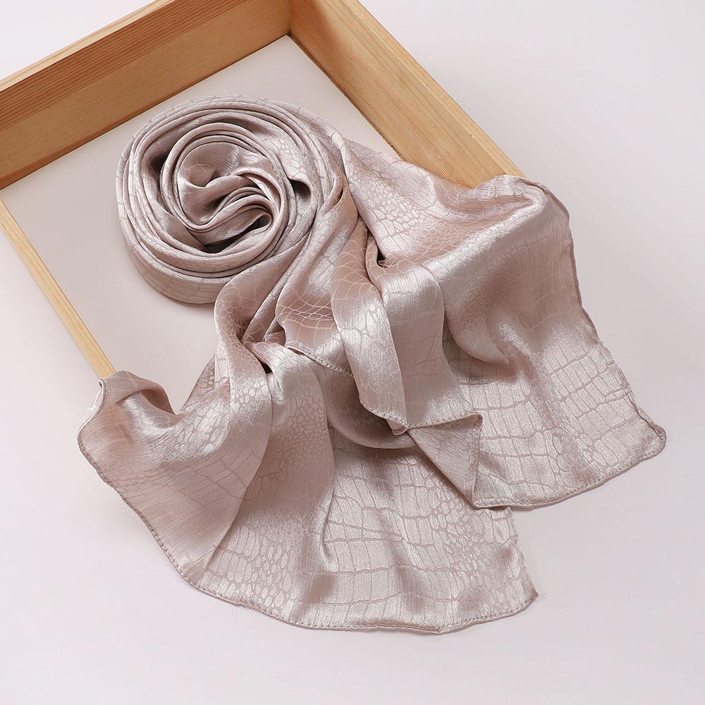 70*170CM Malaysia New Simulation Silk Silk Satin Jacquard Crocodile Pattern Long Scarf Women Shawl Wrap Head Cover
