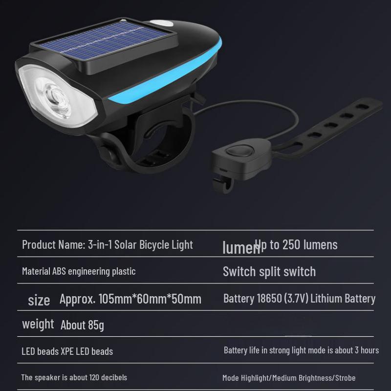"USB Chargeable Bicycle Horn & Headlight for Night Riding - High-Brightness Warning Light for Mountain Bikes"