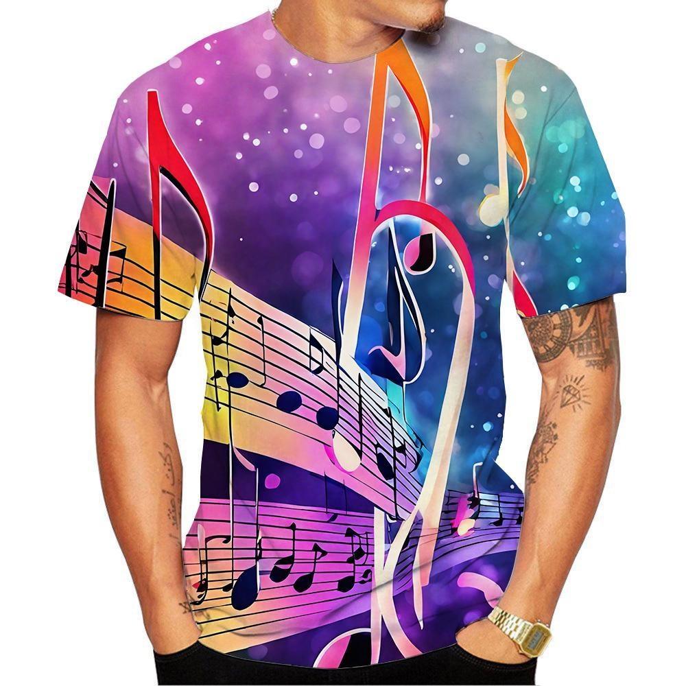 New Fashion Summer 3D High-definition Printed Music Symbols and Note Patterns T-shirt In Street Style Unisex Kids Casual Top
