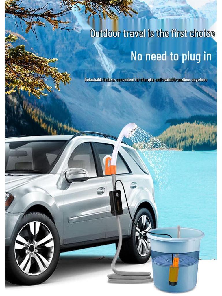 Portable USB Rechargeable Shower Head for Camping, Dorms, Construction Sites, and Rural Bathing