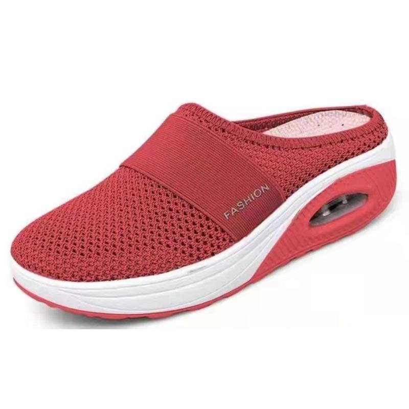 

Shoes summer large size bag head half slippers women without heel one pedal women s shoes flat shoes 35 красный