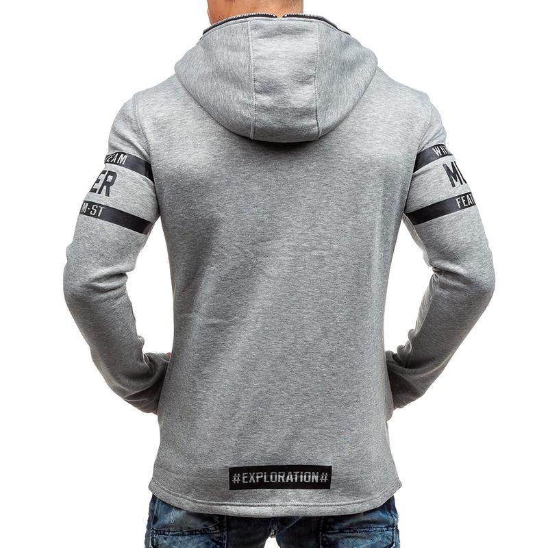Premium Cotton Blend Men Slim Hoodie With Zipper Pocket And Classic Print Design