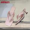 Mode Mode Eckige Zehen Damen Absatz Hausschuhe Schuhe Neu Sommer Strand Flip Flops Frauen Niedriger Absatz Hausschuhe Damen Pantoletten Pumps