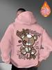 Herren Graffiti-Stil Streetwear Kapuzenpullover mit Graffiti-Buchstaben Abgenutztes Bärenmuster Print Sehr Vielseitige Mode