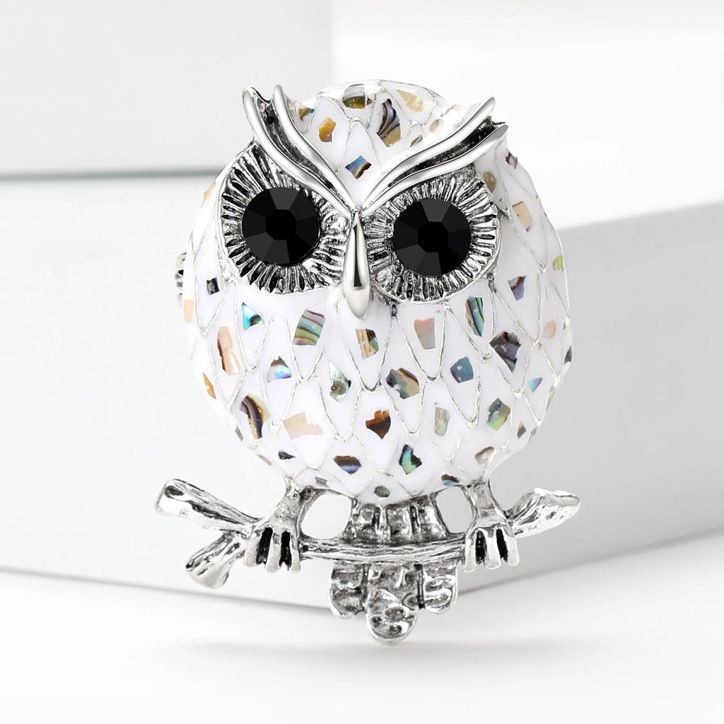 Enamel Shell Owl Brooches for Women Unisex Bird Pins Event Party Backpack Decoration Clothes Accessories