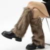 Western Cowboy Style Furry Leg Warmers Brown Retro Hot Girl Faux Fur Sock Covers Long Hair Boot Socks Warm
