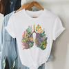 Colorful Anatomical Heart Lungs Tshirt Women Plant Floral Graphic Anatomy Tshirt Top Funny Cardiac Nurse Gift Summer Shirt 2024