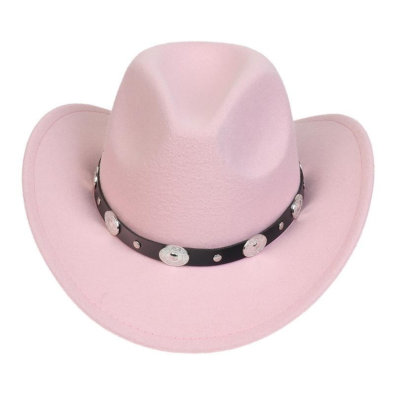 Western Cowboy Top Hat Spring And Autumn New Jazz Hat Big Brim Pentagram Belt Accessories Felt Hat Men And Women