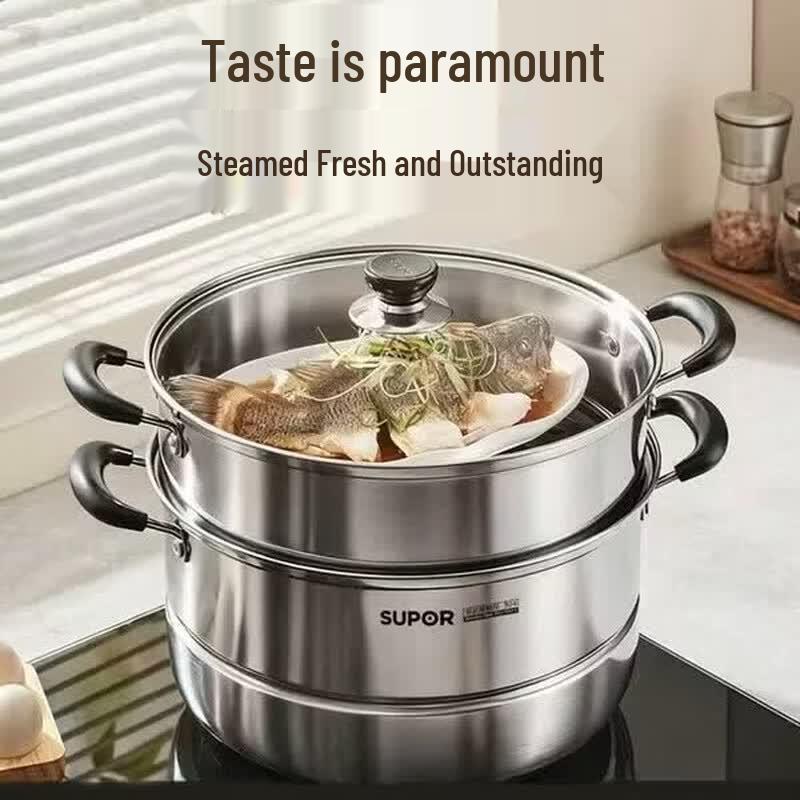 Supor Zhen Wei Xian 26cm Stainless Steel Double Layer Steamer Pot
