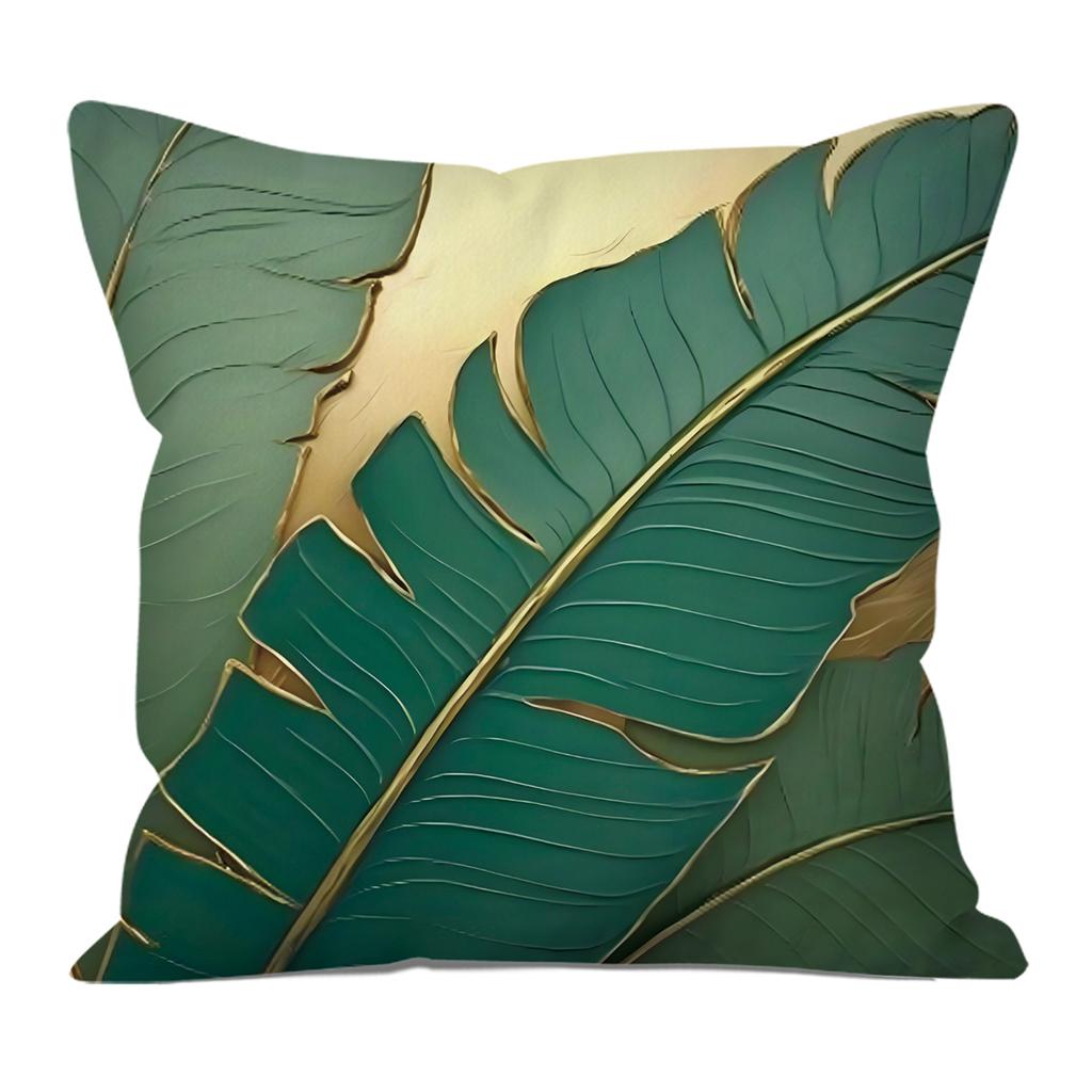 1Pc Pillow Cover With Leaf Pattern, Contemporary Style Soft Polyester Pillow Cover, Suitable For Sofas, Bedrooms, Outdoor,