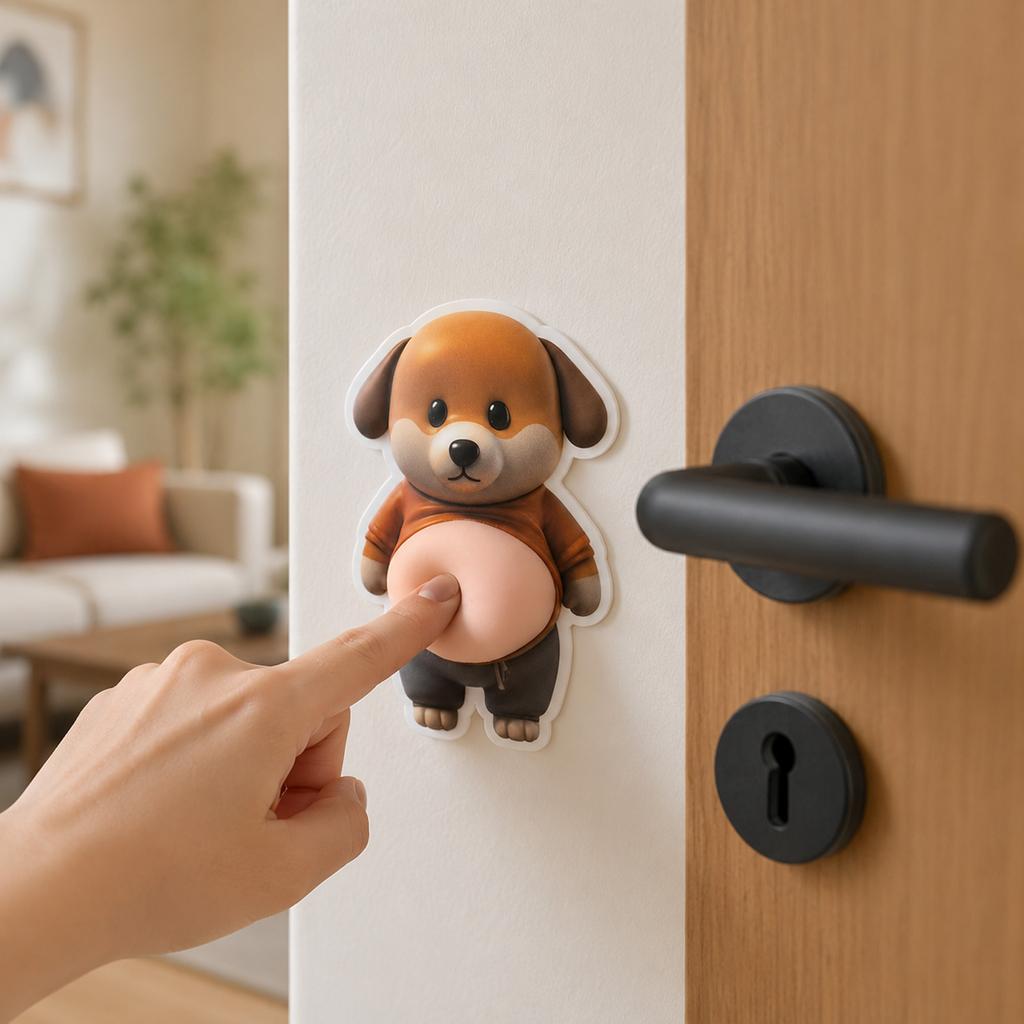Soft Silicone Car Bumper Protector Sticker Cute Dog Pattern Shockproof Anti-Collision Pad Durable Material Easy to Install