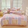 Abstract Geometric Bedding Set Queen Size Geometry Rectangle Square Cotton Duvet Cover Pink Purple Comforter Cover for Boys Girl