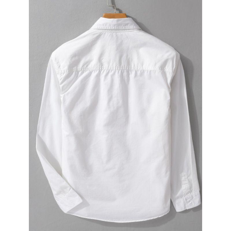 Spring & Fall Work Clothing Casual Overshirt Double Pocket Youth Pure Color Tough Guy Men Long Sleeves Shirt Japanese Style Tooling Style