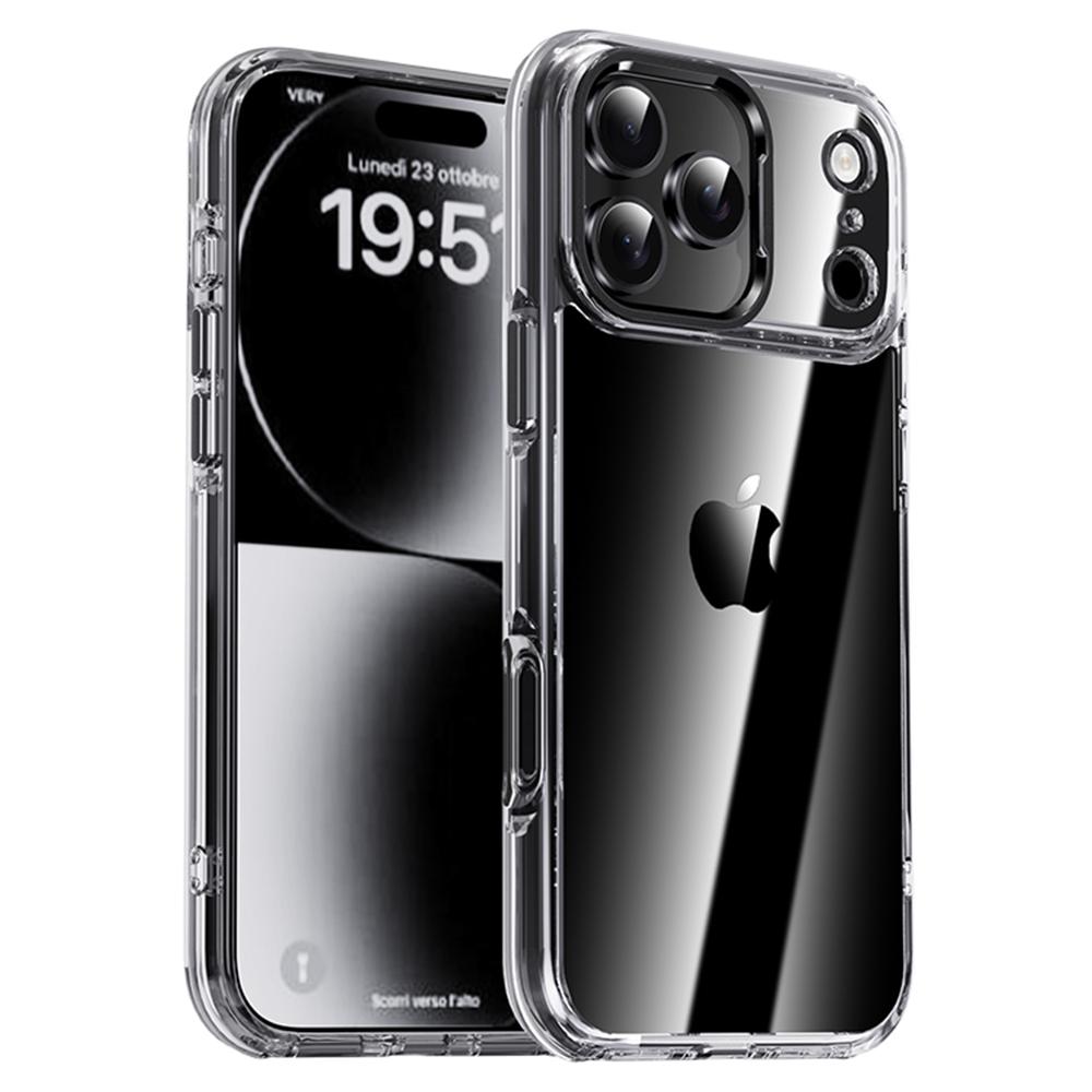 IPAKY For iPhone 17 Pro Max Clear Case Metal Lens Frame Shockproof TPU Phone Cover A