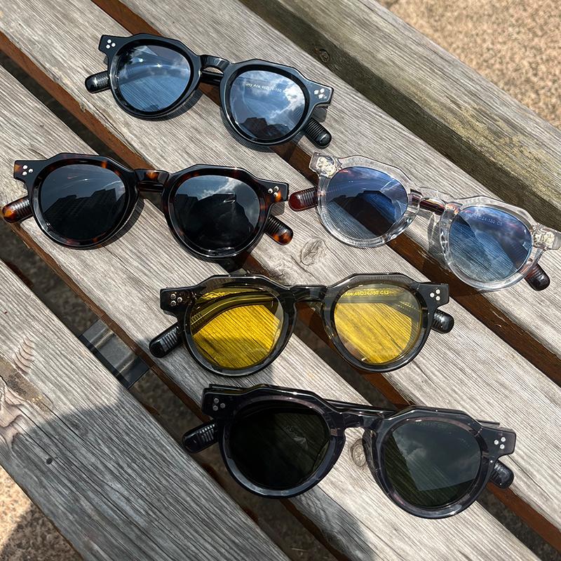 Occhiali da Sole in Acetato di Alta Qualità per Uomo Donna Montature Ovali Rotonde Stile Giapponese Designer Occhiali da Guida Viaggio UV400