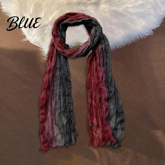 Unisex Fashion Shawl Neck Wrap Pleated Warm Gradient Design Scarf Two-Color Bow Tie Cold Weather