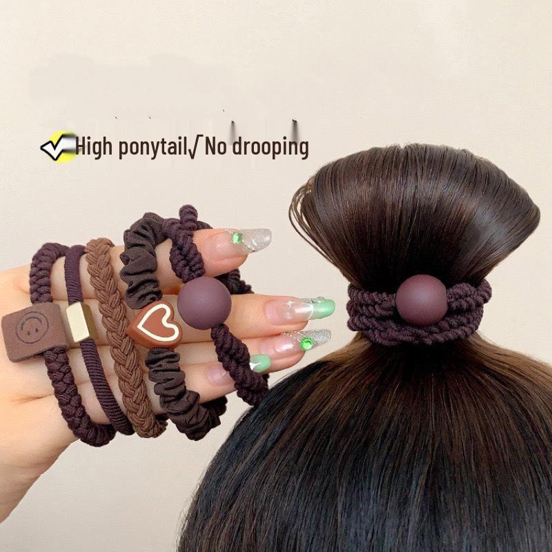 Korean Style Braided Hair Tie Scrunchie - High Ponytail Leather Cover, Customizable Logo