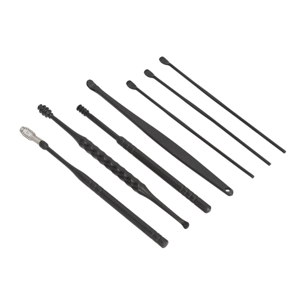 5 Set Ear Pick Earwax Removal Tool Kit 7pcs Ear Cleansing Tool Stainless Steel Portable Ear Wax Cleaning Kit Tool Set Black